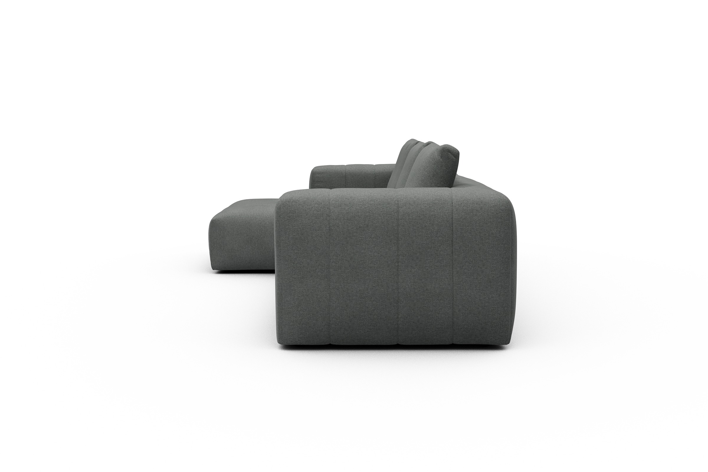 Ecksofa Hugo 2,5-Sitzer Armlehne rechts mit Chaiselongue Satya-Steel