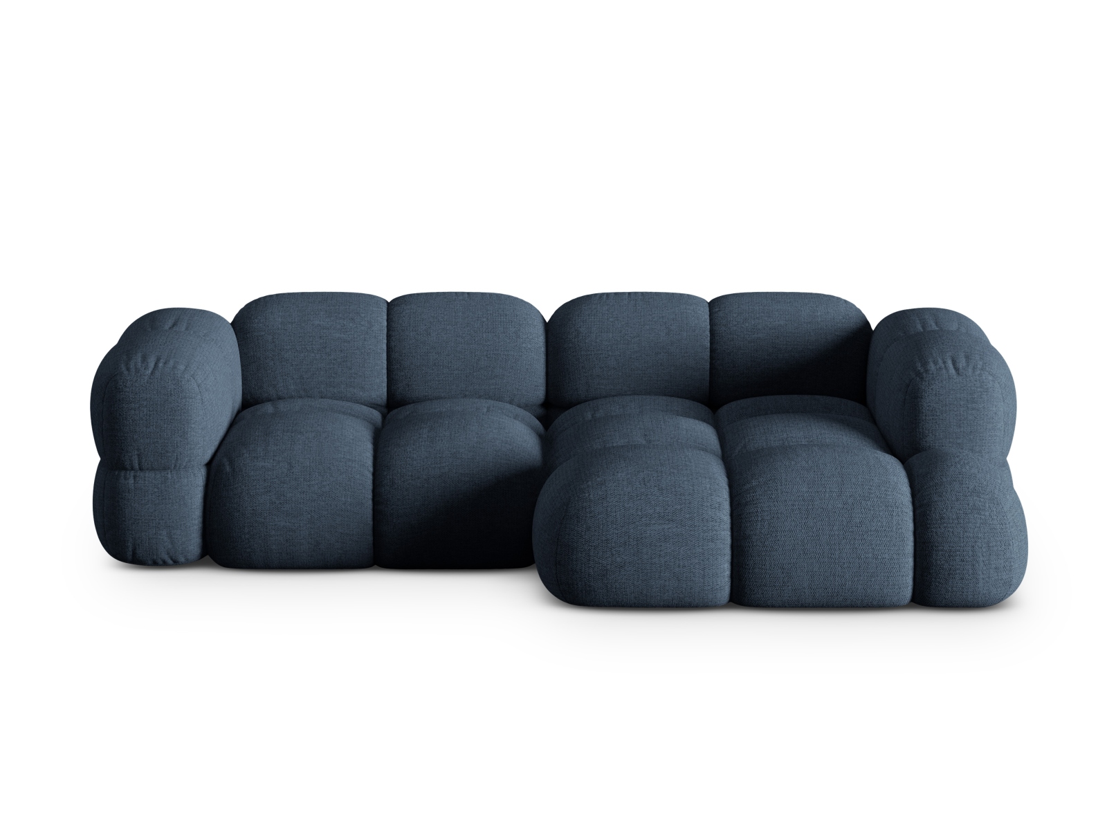 Cosmopolitan Design Ecksofa Loretto 3-Sitzer Strukturierter Stoff Sorella Dunkelblau Rechts