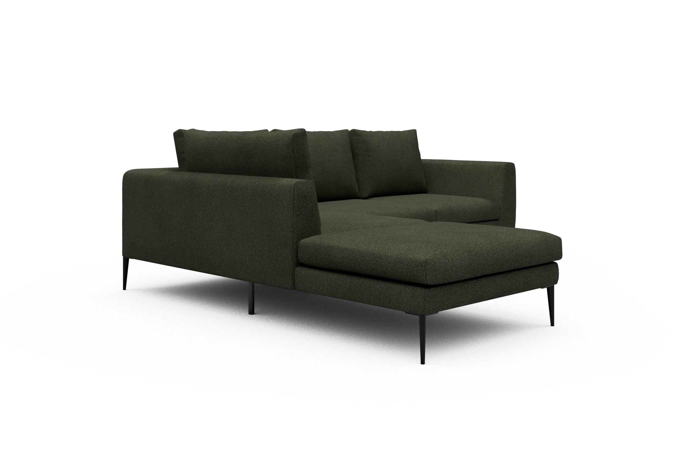 Ecksofa Paul Relax-Ecke links mit 2-Sitzer Boucle-Forest-Green