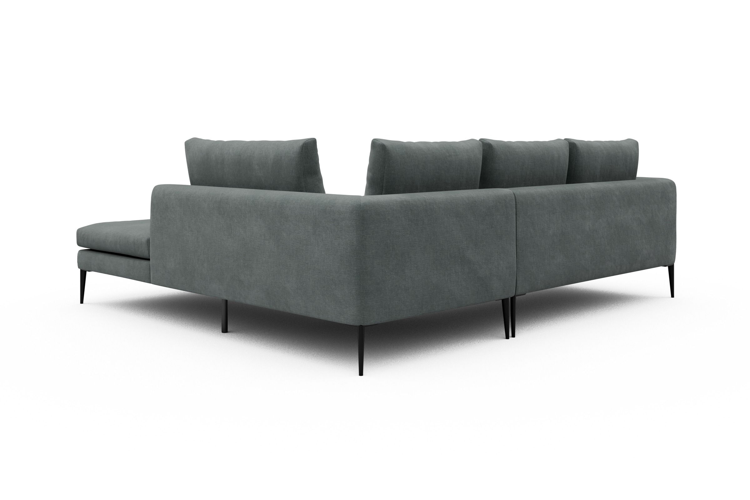 Ecksofa Paul Relax-Ecke rechts mit 2-Sitzer Smooth-Silver-Grey