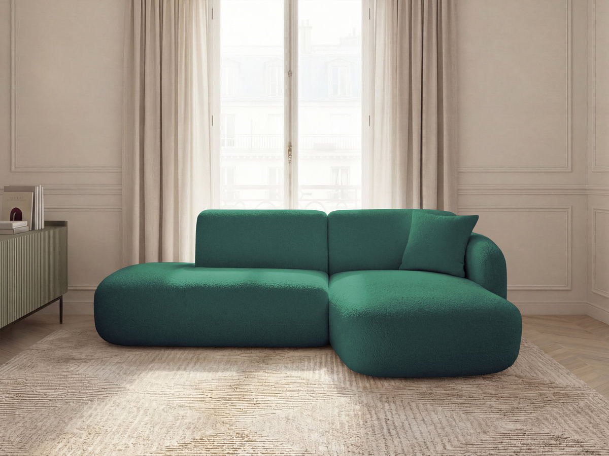 Bobochic Anda Ecksofa 241 × 163 cm Chenille Dunkelgrün Ecke rechts