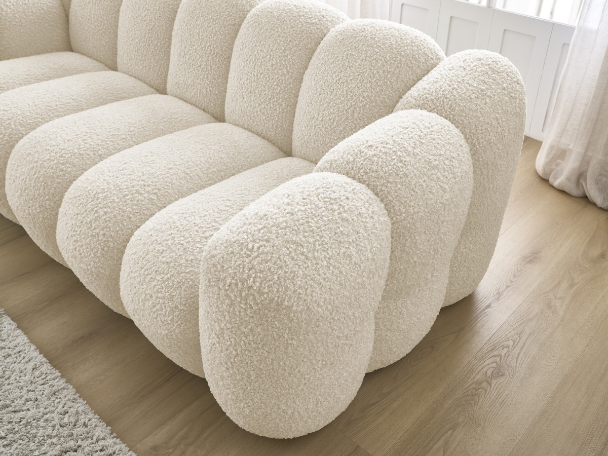 Bobochic Hippolyte Sofa 3-Sitzer Bouclé-Stoff Beige