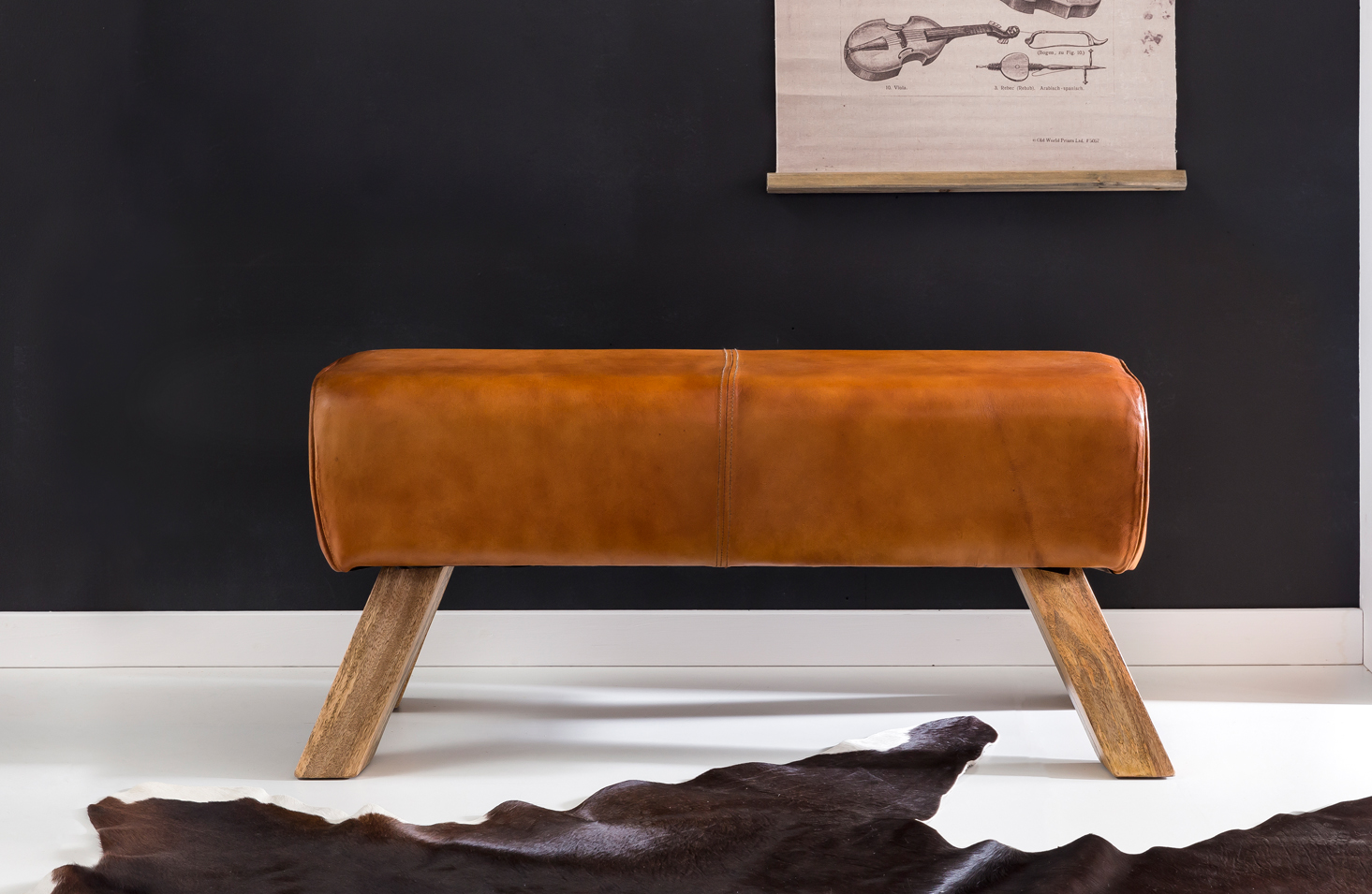 Sitzbank Tisvilde Echtleder Braun 90 × 30 × 43 cm