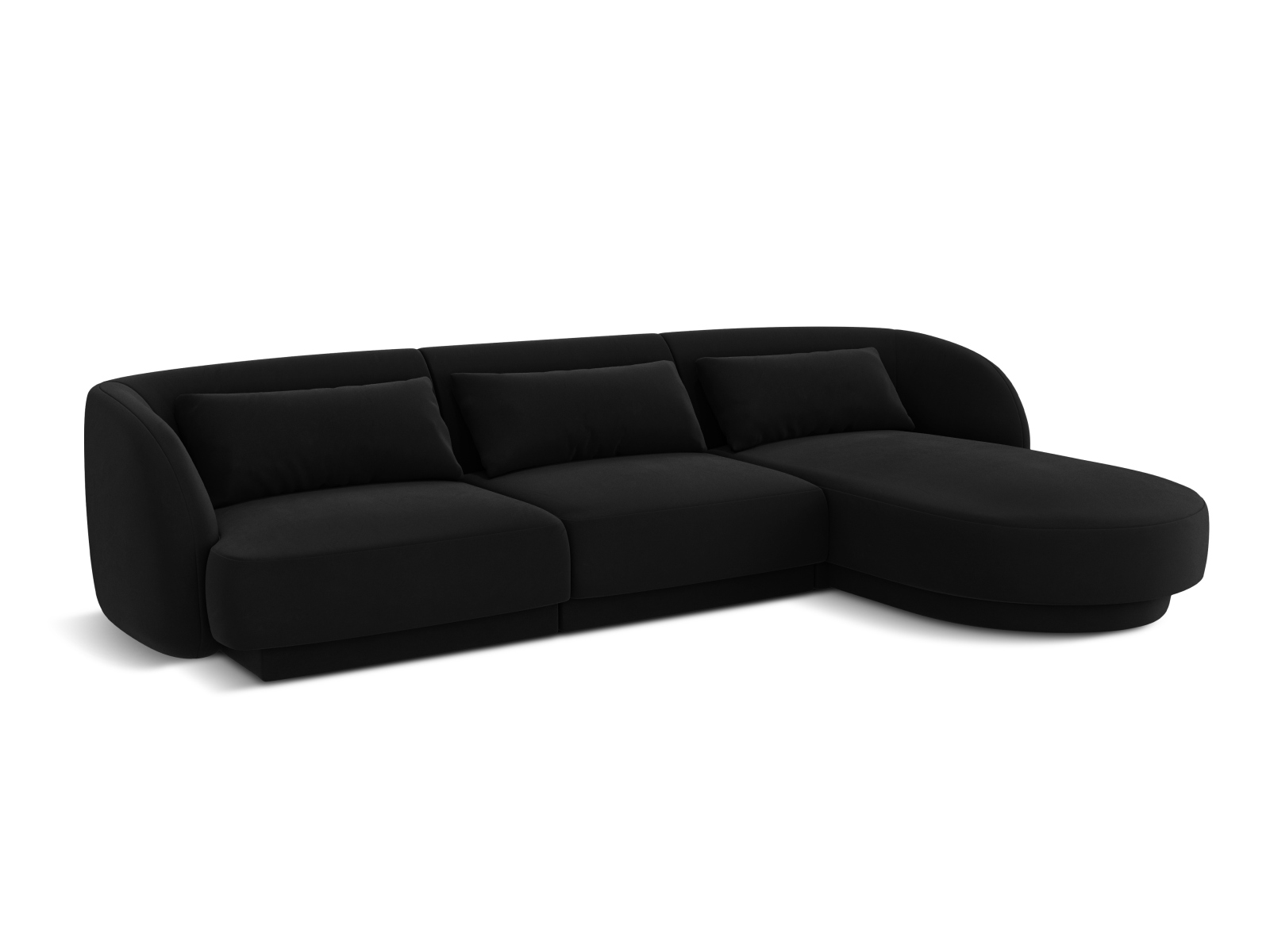 Cosmopolitan Design Ecksofa Tulum 4-Sitzer Samt Bluvel Schwarz Rechts