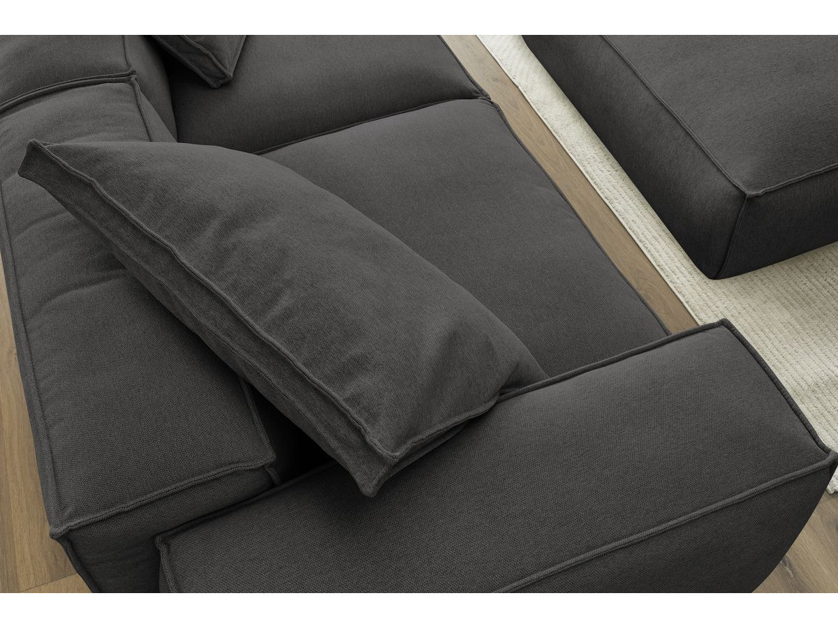 Bobochic Boheme Sofa 4-Sitzer mit Pouf Melange-Stoff Dunkelgrau