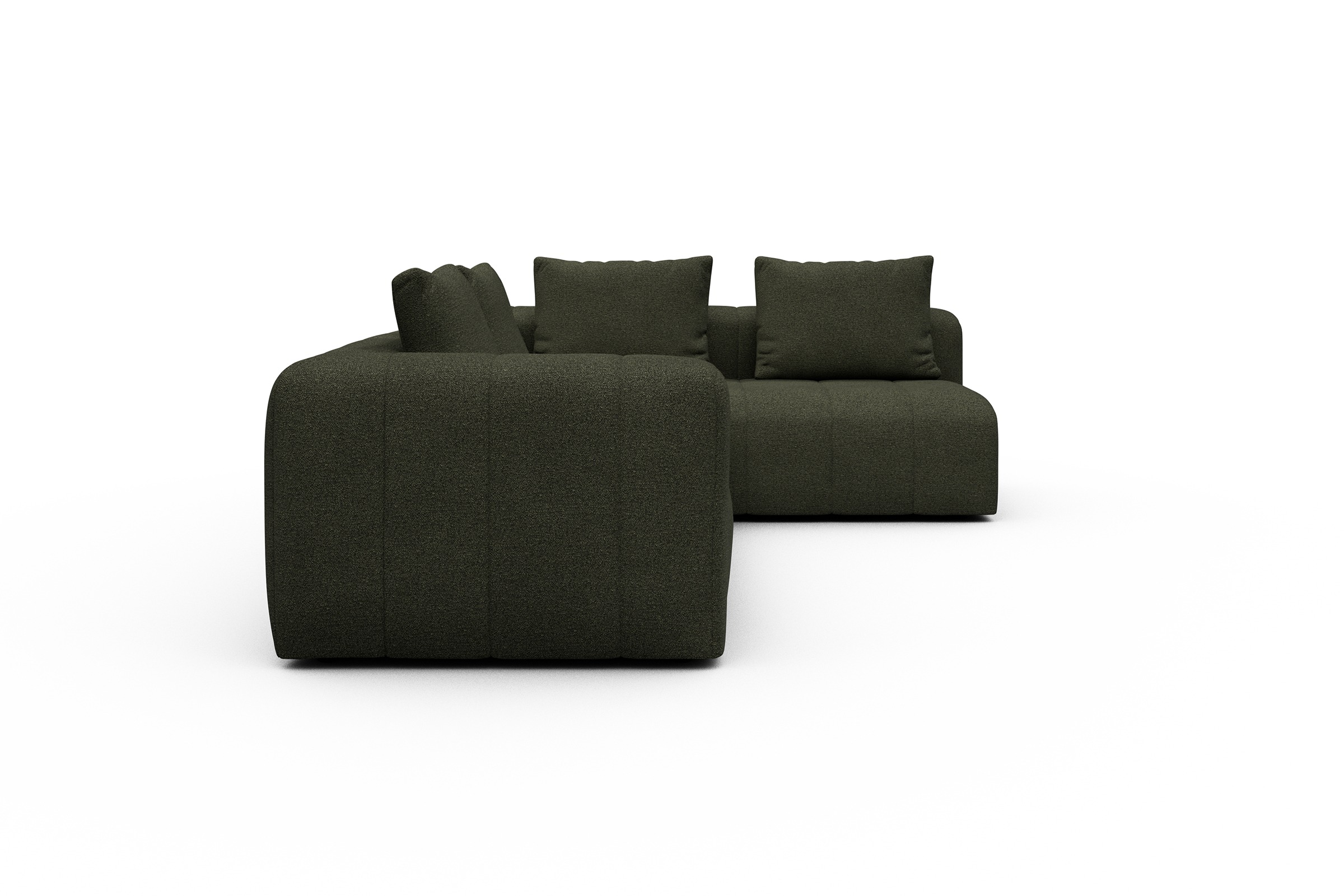 Ecksofa Hugo 2x 2,5-Sitzer Armlehne links Boucle-Forest-Green