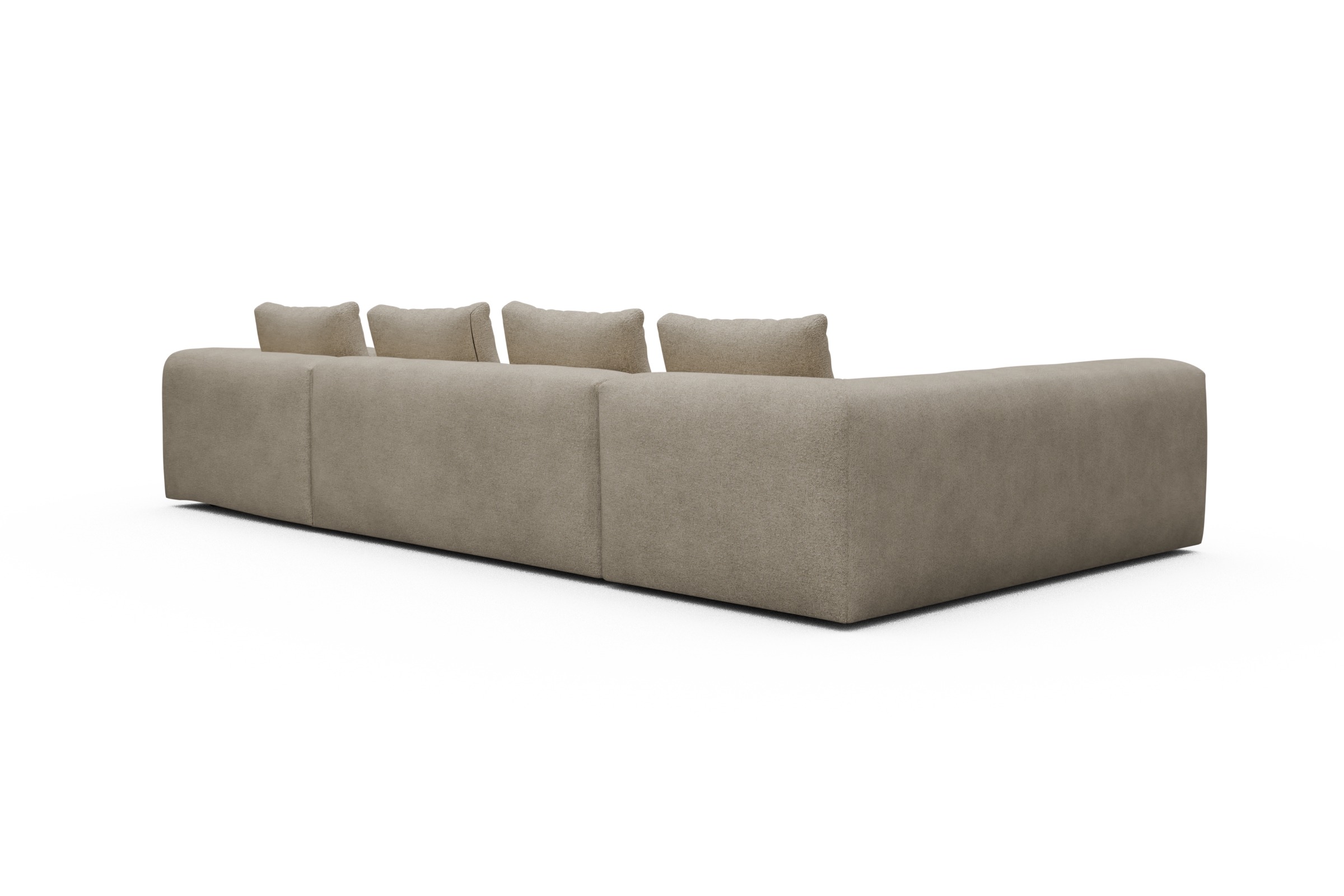 Wohnlandschaft Fred Chaiselongue rechts mit 2-Sitzer und lange Armlehne links Boucle-Belge