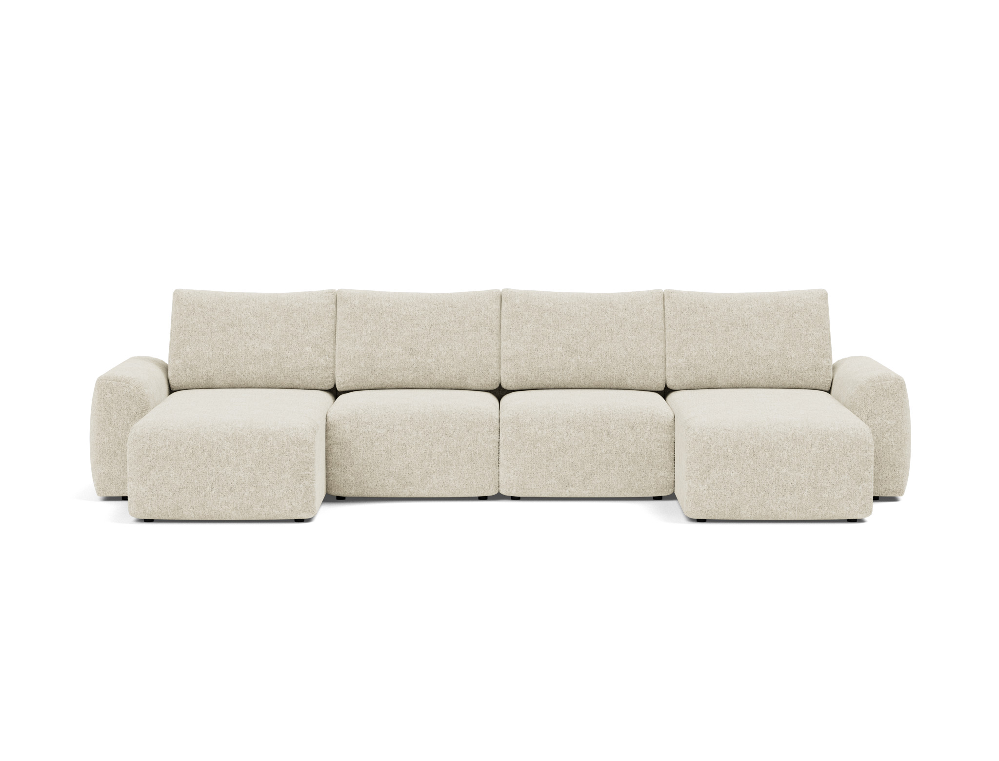 Schlafsofa Norum U-Form mit Chunky-Armlehnen Strukturierter Stoff Taura 357-Off-White