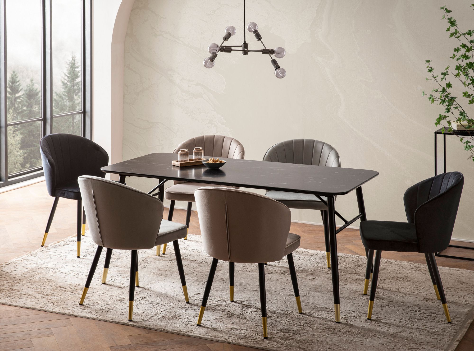 Esstisch Furnes Marmoroptik Schwarz 140 × 80 × 76 cm