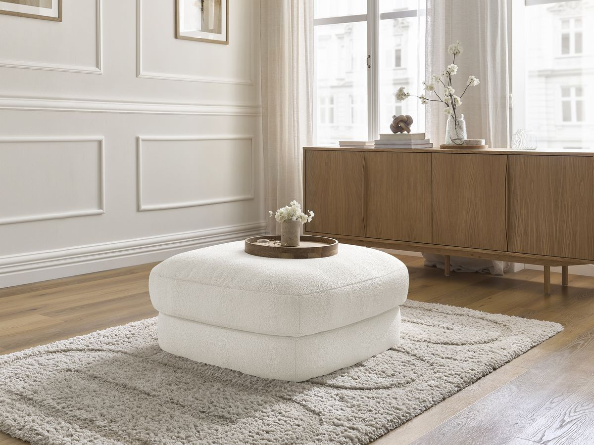 Bobochic Leonore Pouf Bouclé-Stoff Weiß