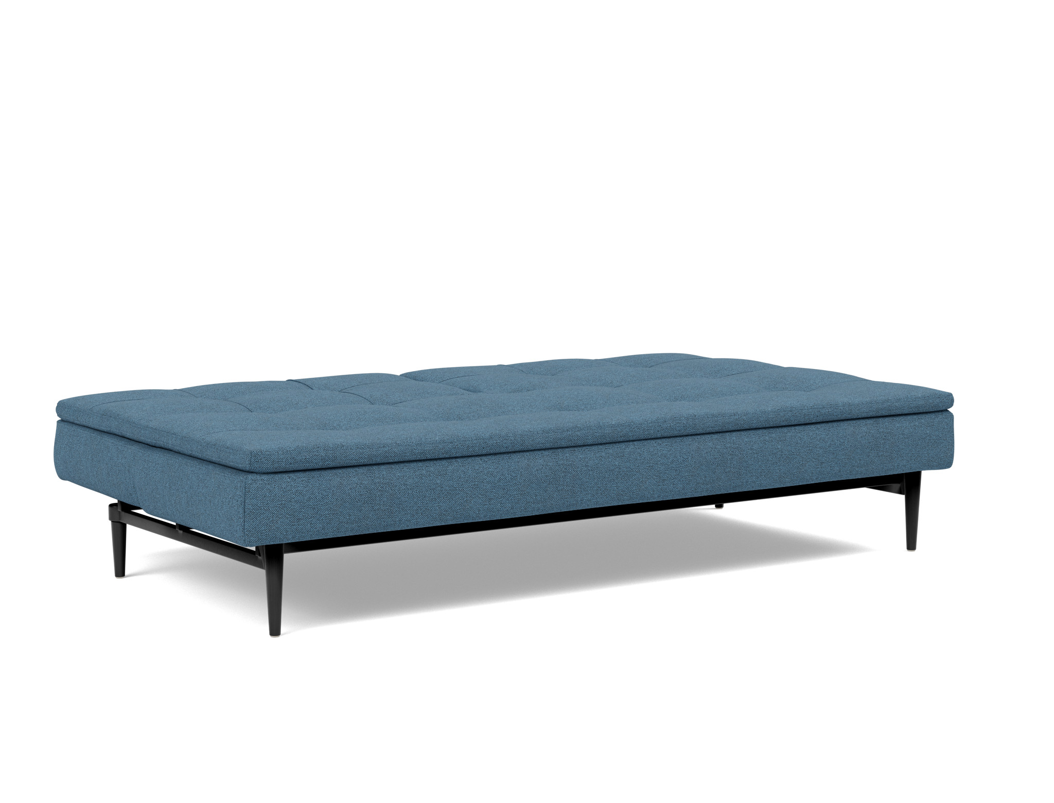 Schlafsofa Dublexo Strukturierter Stoff Weda 302-Weda-Blue Beine Styletto Eiche schwarz