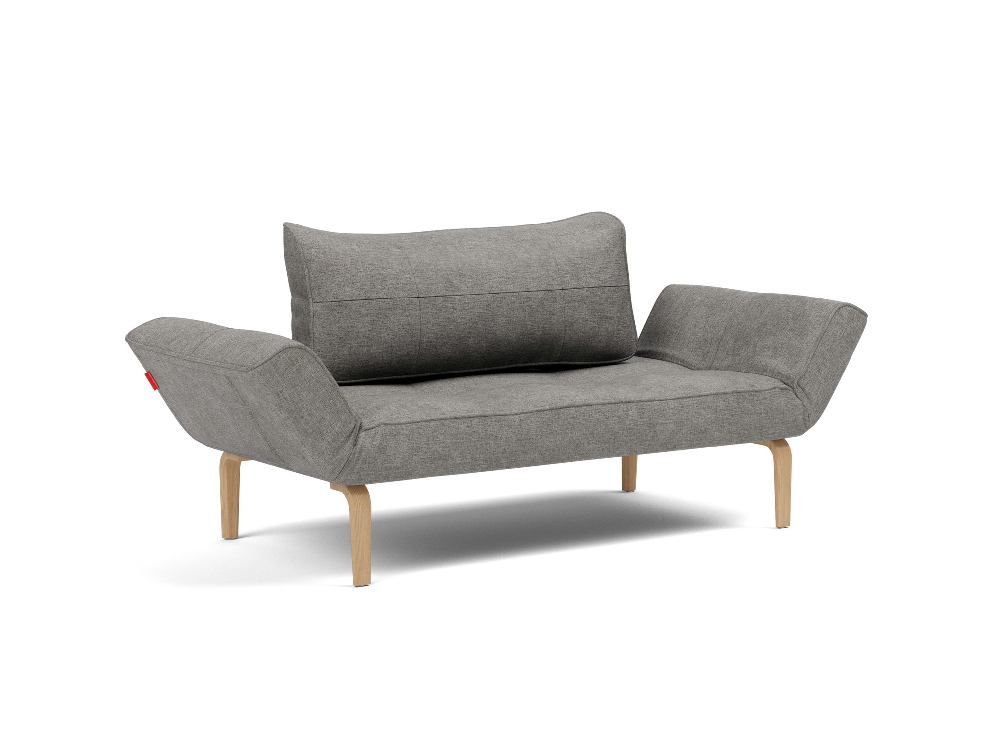 Tagesbett Zeal Flachgewebe Avella 282-Warm-Grey Beine Bow Eiche