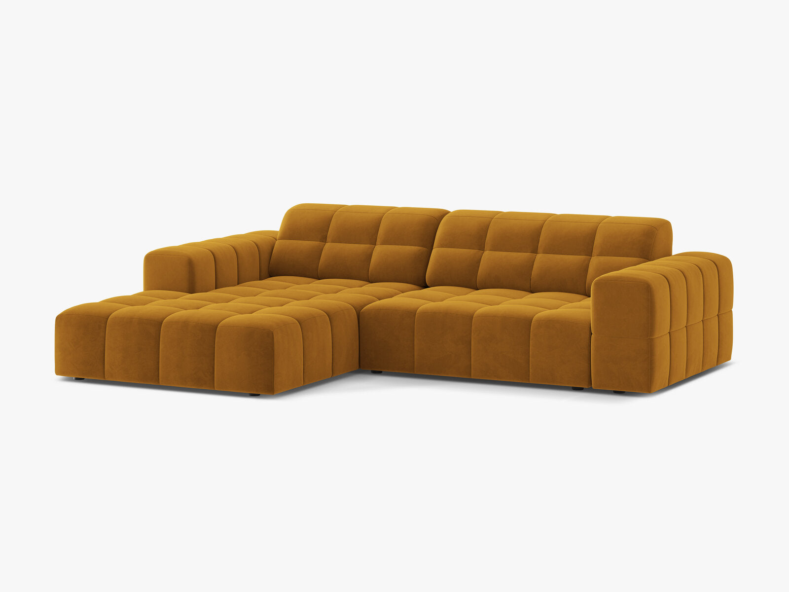 Micadoni Jennifer Ecksofa 4-Sitzer Links Samt Bluvel Gelb