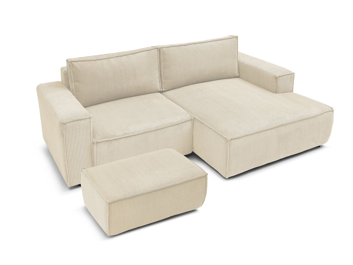 Bobochic Nihad Ecksofa mit Pouf Cordsamt Beige Ecke rechts