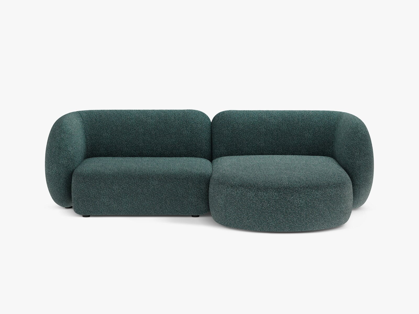 Micadoni Ecksofa Kate 2-Sitzer Rechts Strukturierter Stoff Puente Grün Blau Melange