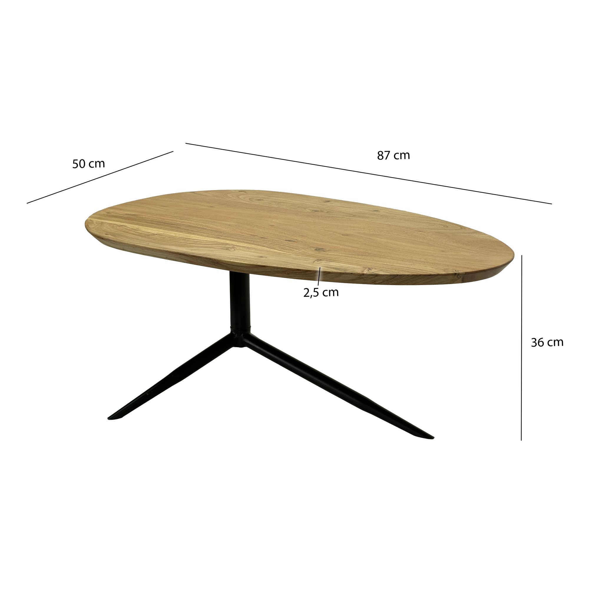 Couchtisch Setermoen Akazie Massivholz 87 × 50 × 36 cm