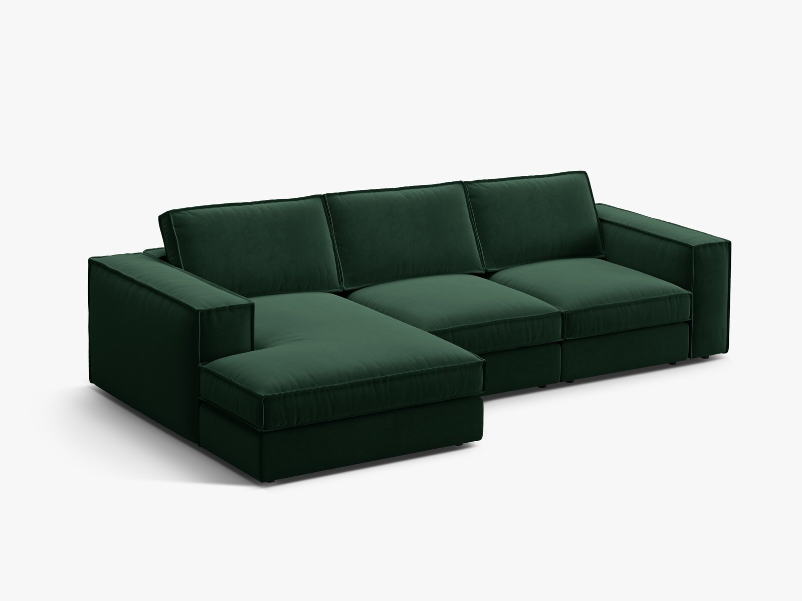 Micadoni modulares Ecksofa Pola 3-Sitzer Links Samt Salvador Flaschengrün