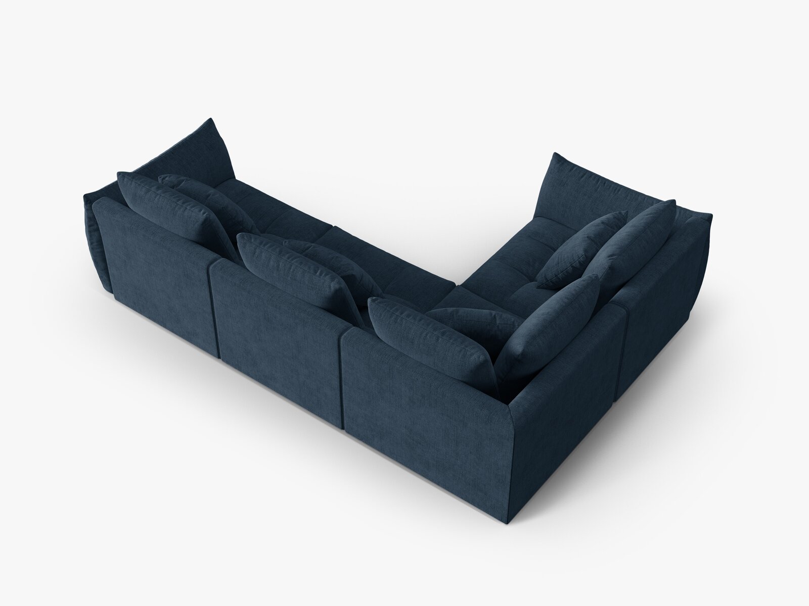 Micadoni Ecksofa Bloom 4-Sitzer Strukturierter Stoff Wind Marineblau Links