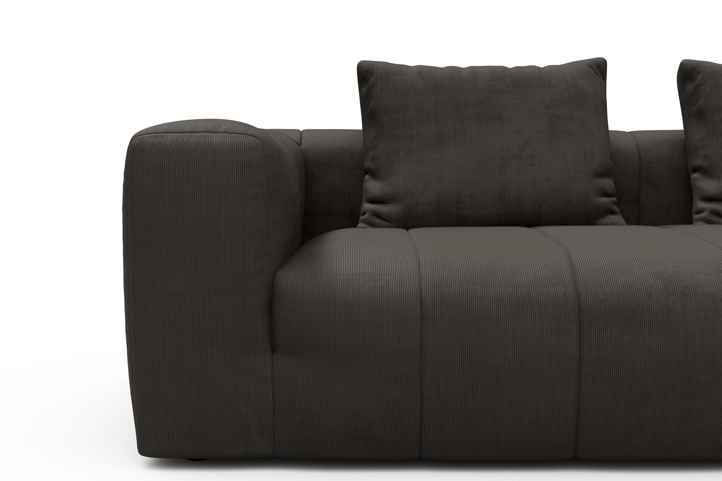 Ecksofa Hugo 2x 2,5-Sitzer Armlehne links Cordufine-Taupe