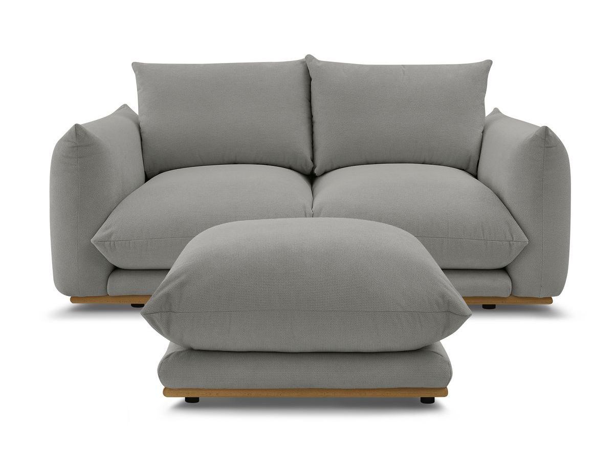 Bobochic Ernest Sofa 3-Sitzer mit Pouf 193 × 106 cm Stoff Dunkelgrau