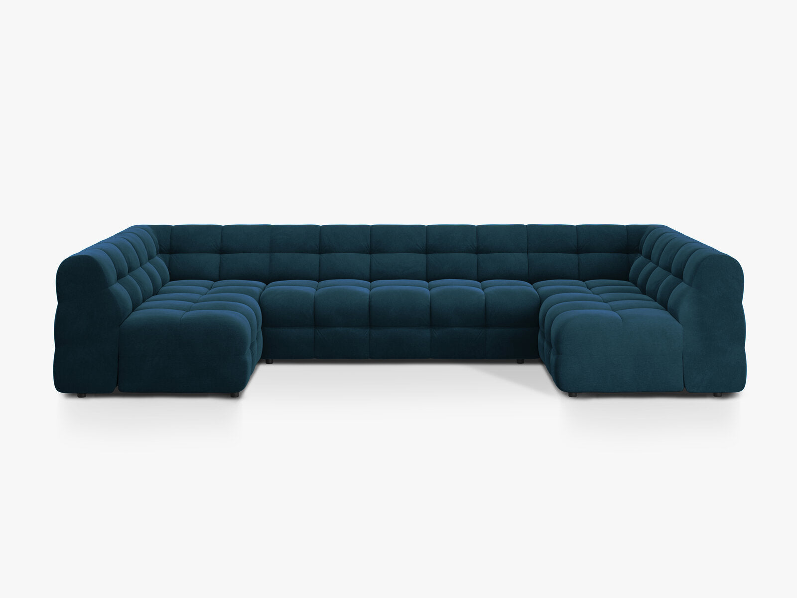 Micadoni Panorama-Sofa Kendal 7-Sitzer Samt Magic Velvet Marineblau