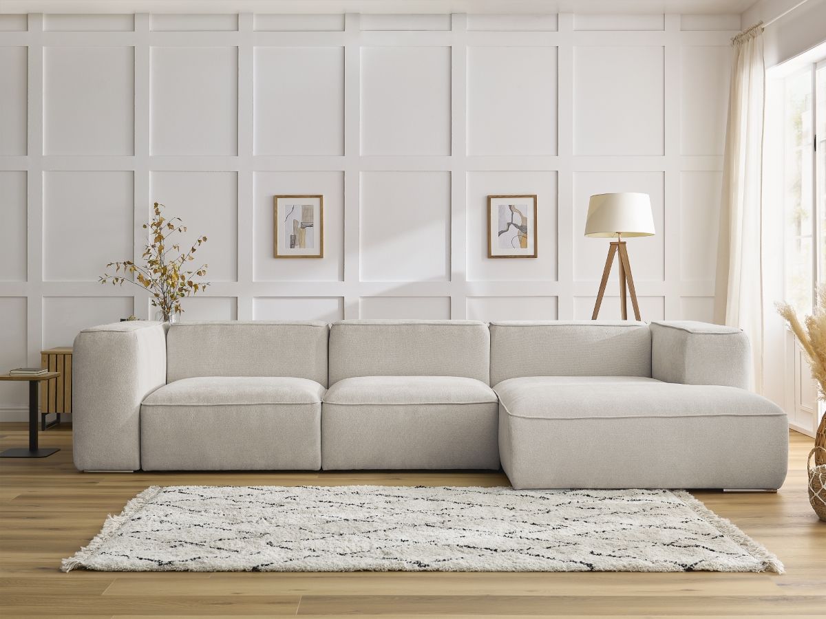 Bobochic Zephyr Ecksofa 349 × 165 cm Strukturstoff Beige Ecke rechts