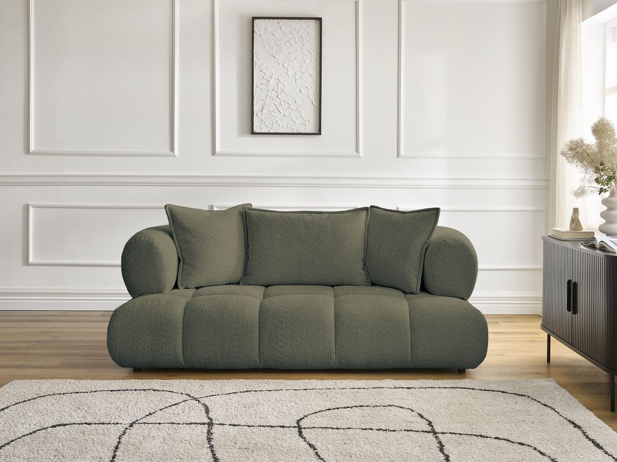 Bobochic Alya Sofa 2-Sitzer Bouclé-Stoff Grün