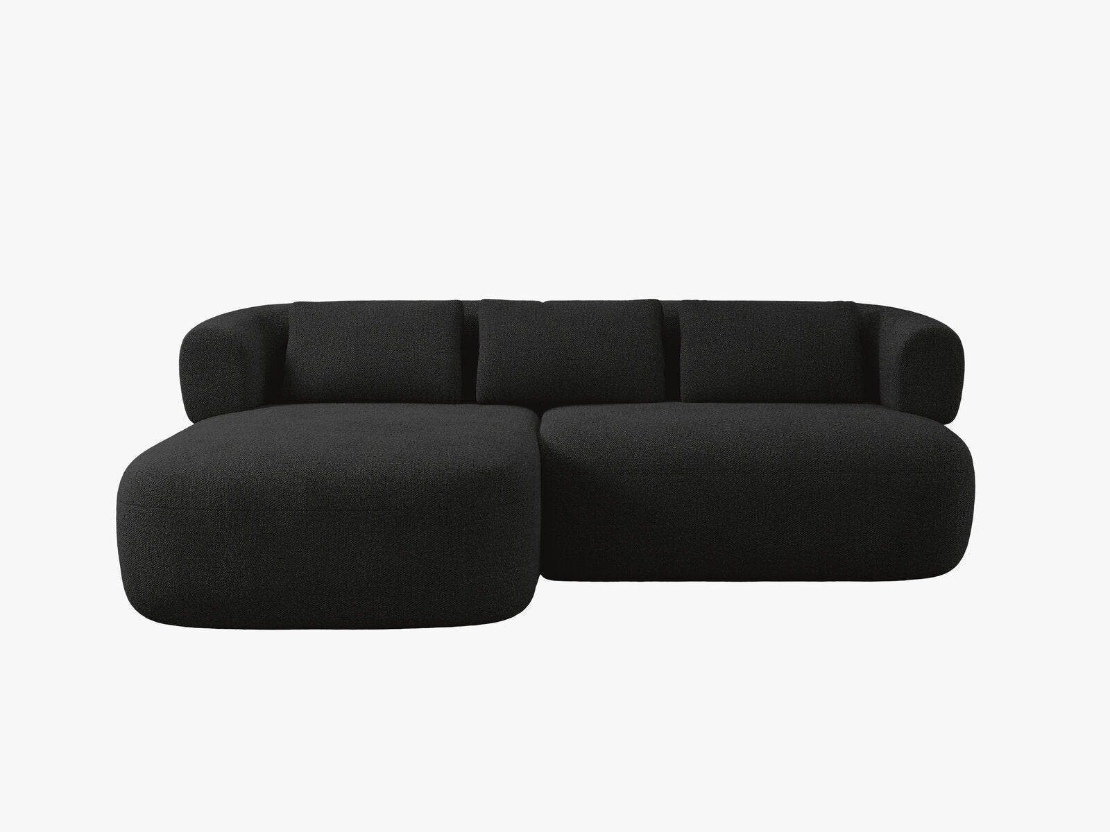 Micadoni 5-Sitzer Ecksofa Jenny Kleine Version Links Boucle Now or Never Schwarz