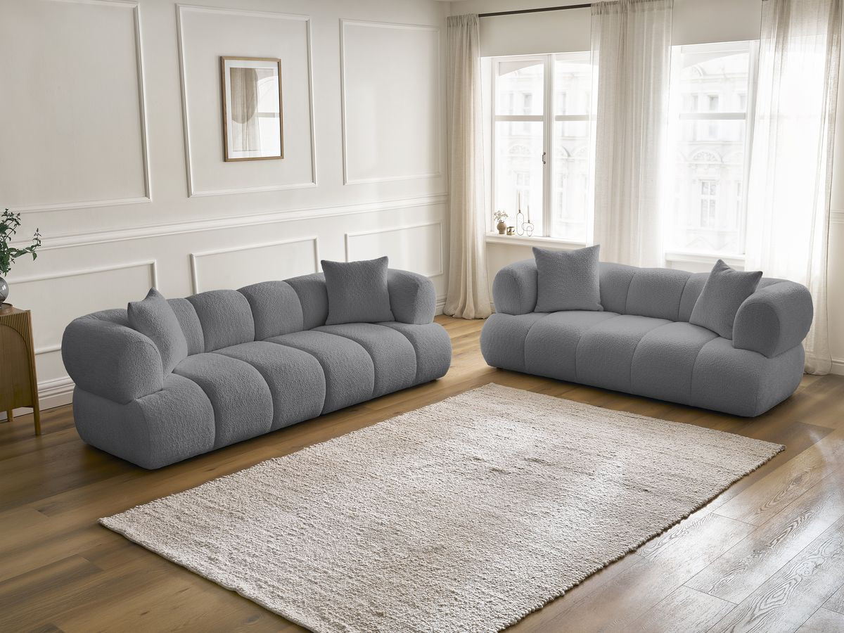 Bobochic Pamira Sofa 5-Sitzer Bouclé-Stoff Dunkelgrau