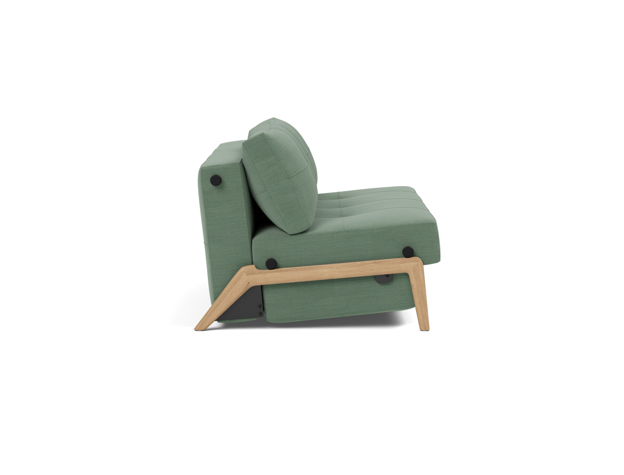 Schlafsofa Cubed 140 Flachgewebe Elegance 518-Green Beine Eiche