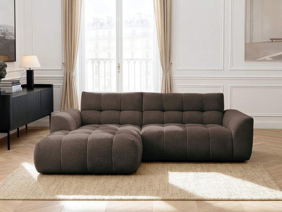 Bobochic Jaya Ecksofa Chenille Braun Ecke links