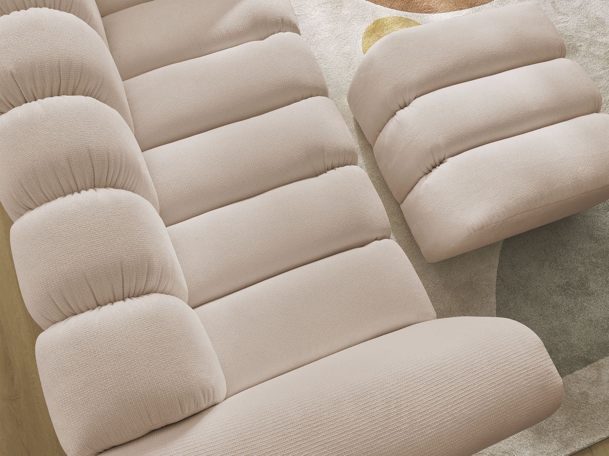 Bobochic Talia Sofa 3-Sitzer mit Pouf Melange-Stoff Beige