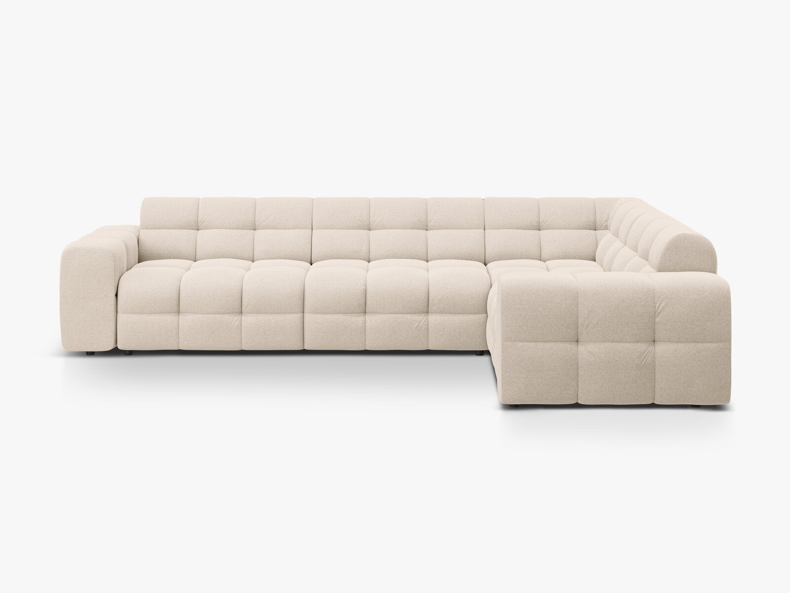 Micadoni Ecksofa Kendal 6-Sitzer Rechts Strukturierter Stoff Beige