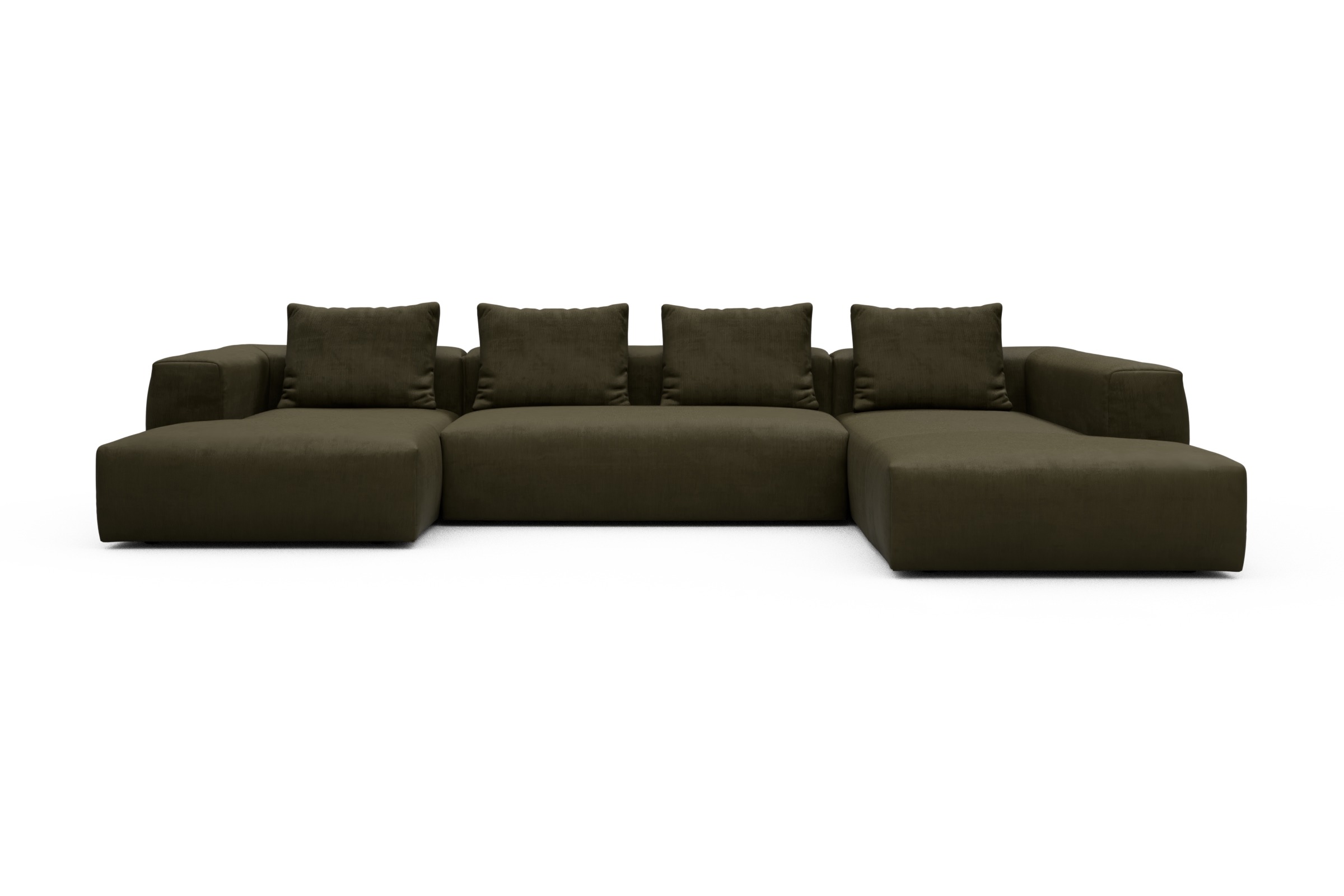 Skandi Home Wohnlandschaft Fred Relax-Ecke rechts mit 2-Sitzer und Chaiselongue links Cordufine-Pine-Green moebelfaktor