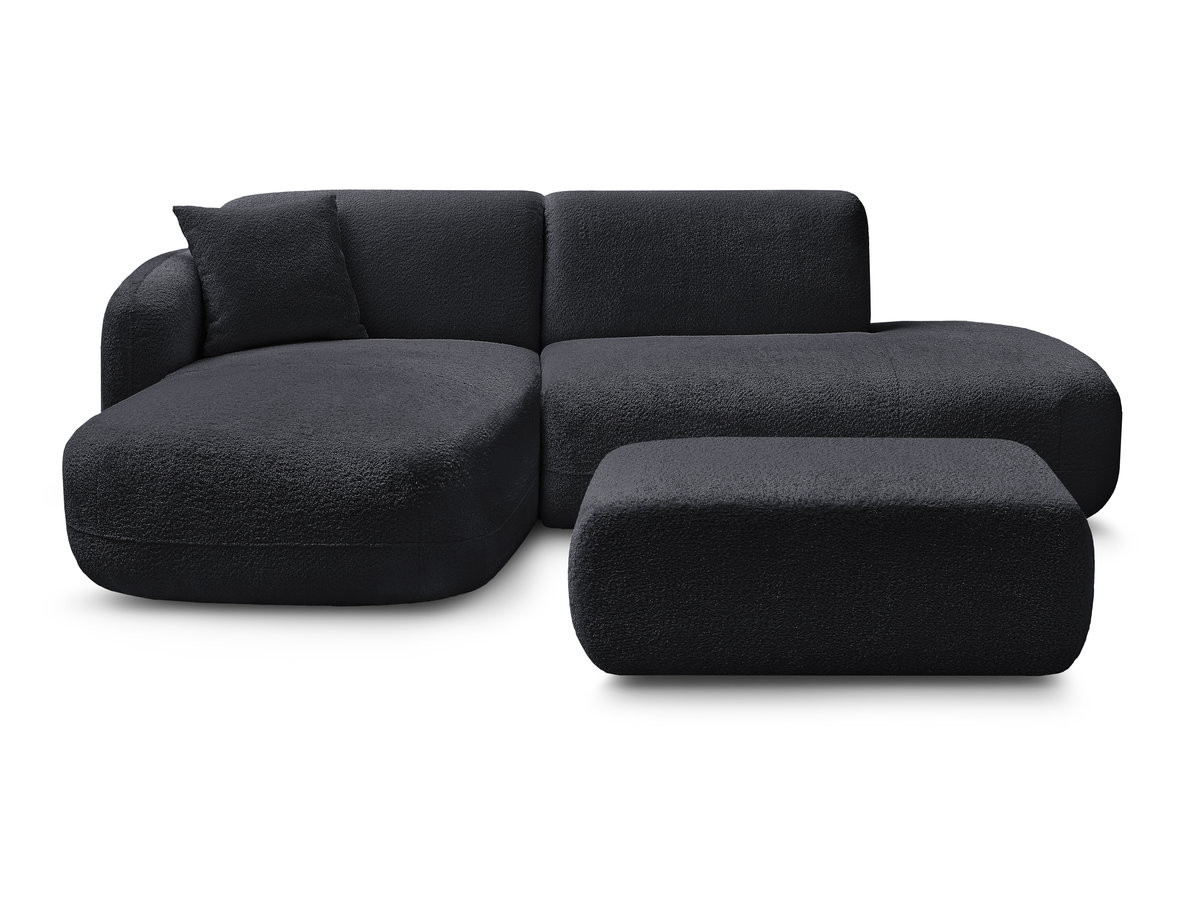 Bobochic Anda Ecksofa mit Pouf 241 × 163 cm Chenille Schwarz Ecke links
