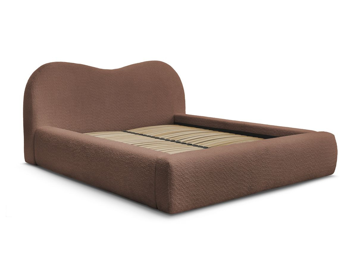 Bobochic Orlane Polsterbett mit Bettkasten Bouclé-Stoff Orange, Liegefläche 180 × 200 cm