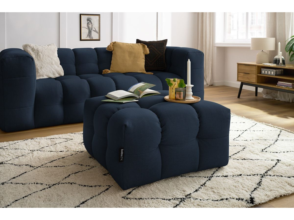 Bobochic Cloud Schlafsofa 3-Sitzer mit Pouf Stoff Dunkelblau