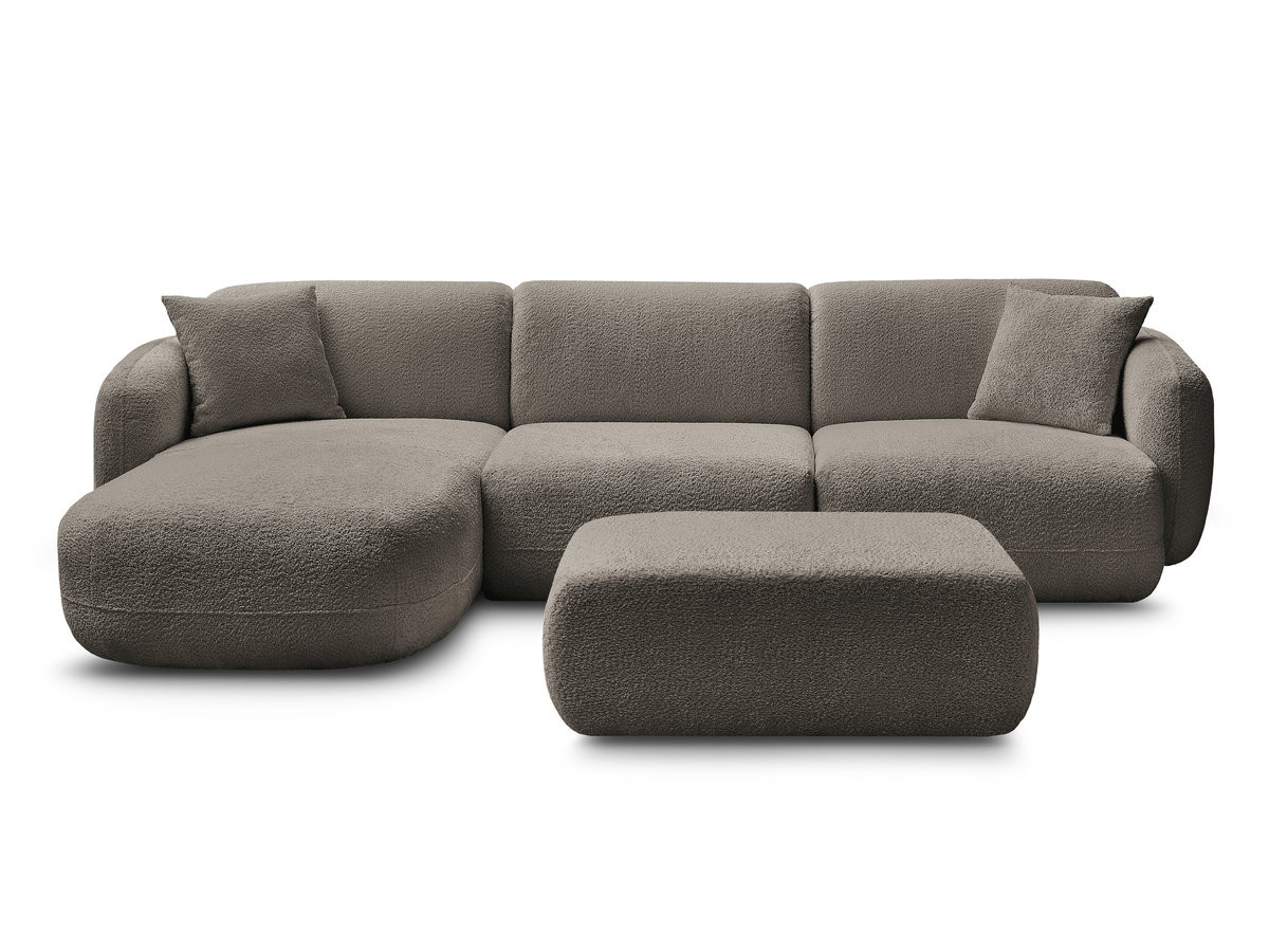 Bobochic Anda Ecksofa mit Pouf 292 × 163 cm Chenille Taupe Ecke links