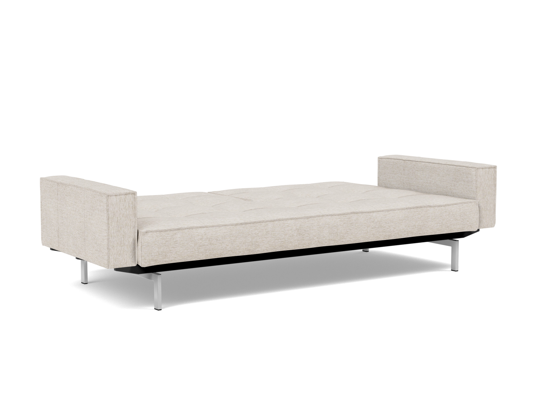 Schlafsofa Splitback mit Armlehnen Chenille Yuveno 470-Natural Beine Chrom