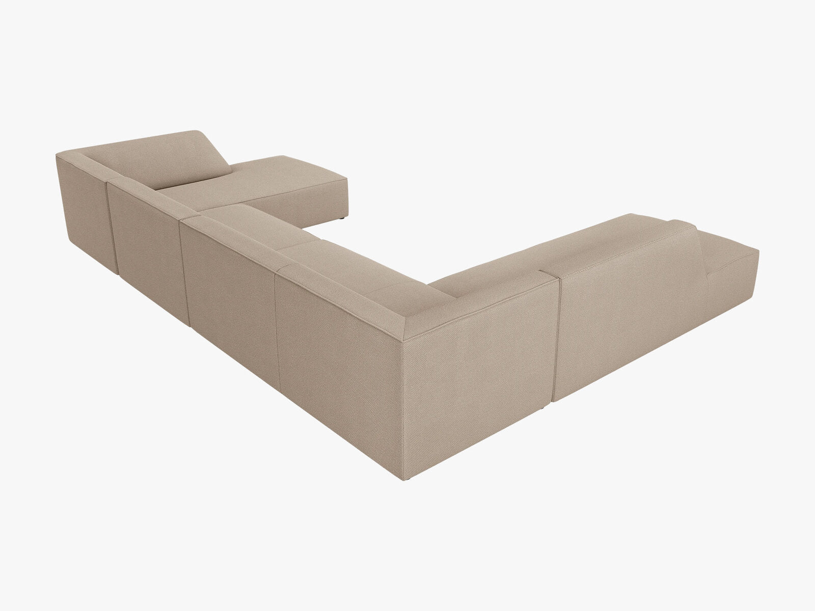 Micadoni Panorama-Ecksofa Ruby 7-Sitzer Links Strukturierter Stoff Ottawa Dunkelbeige