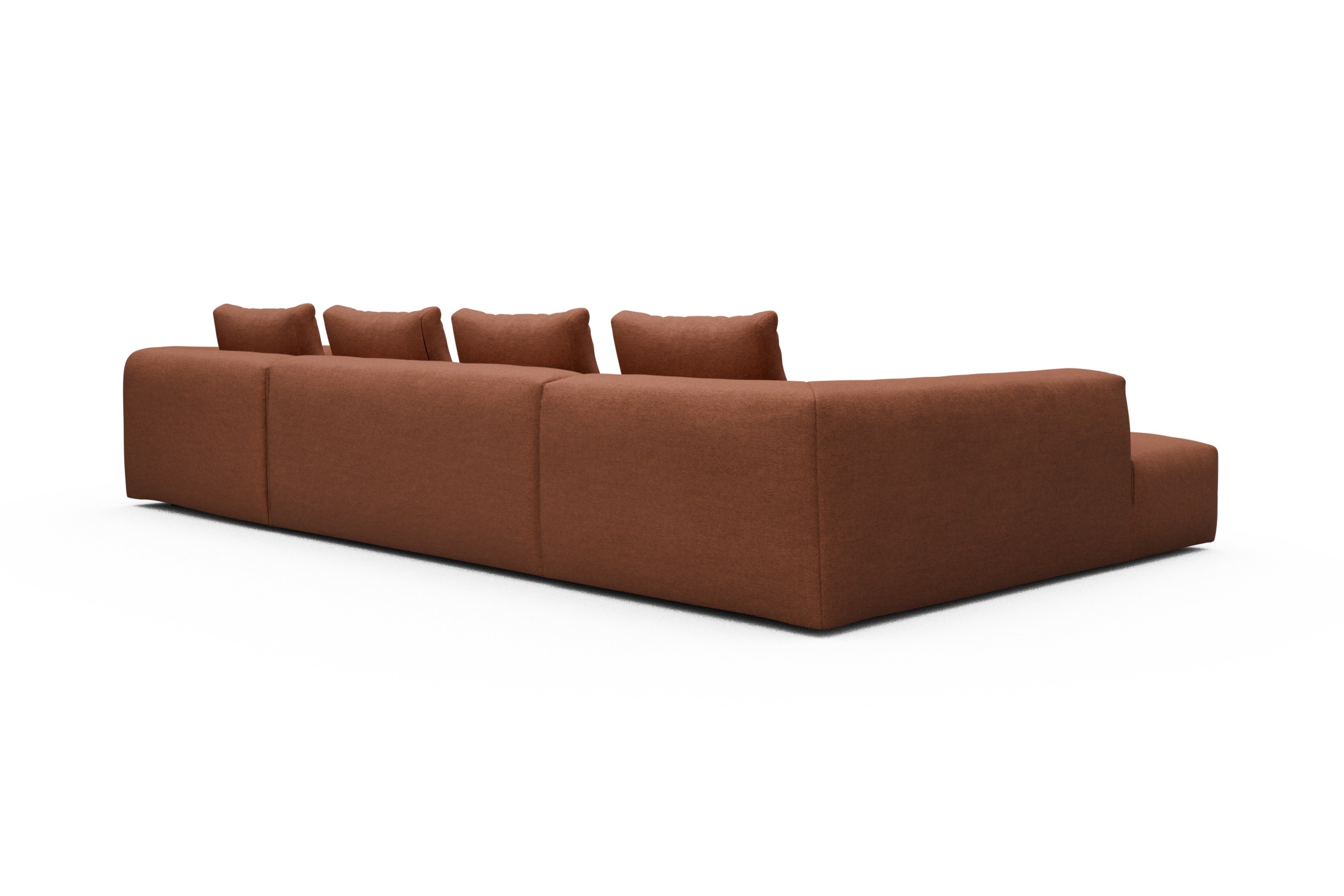 Wohnlandschaft Fred Relax-Ecke links mit 2-Sitzer und Chaiselongue rechts Weda-Rust