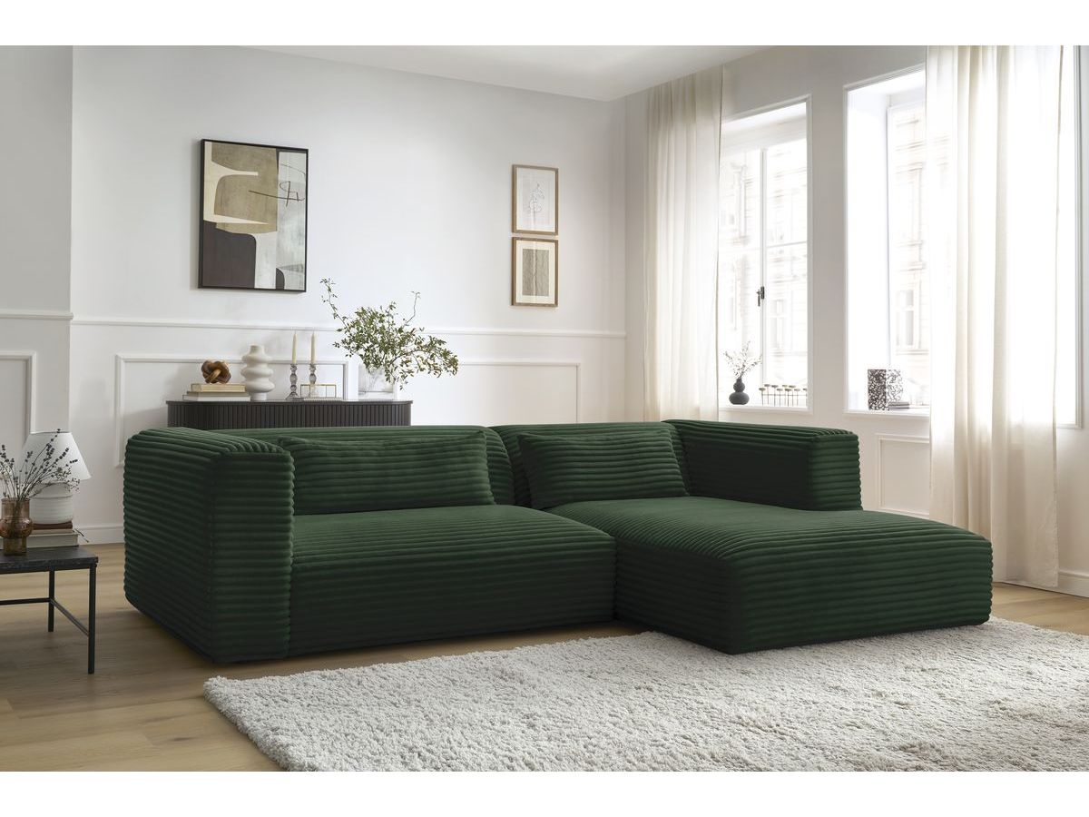 Bobochic Harry Ecksofa Breitcord weich Grün Ecke rechts