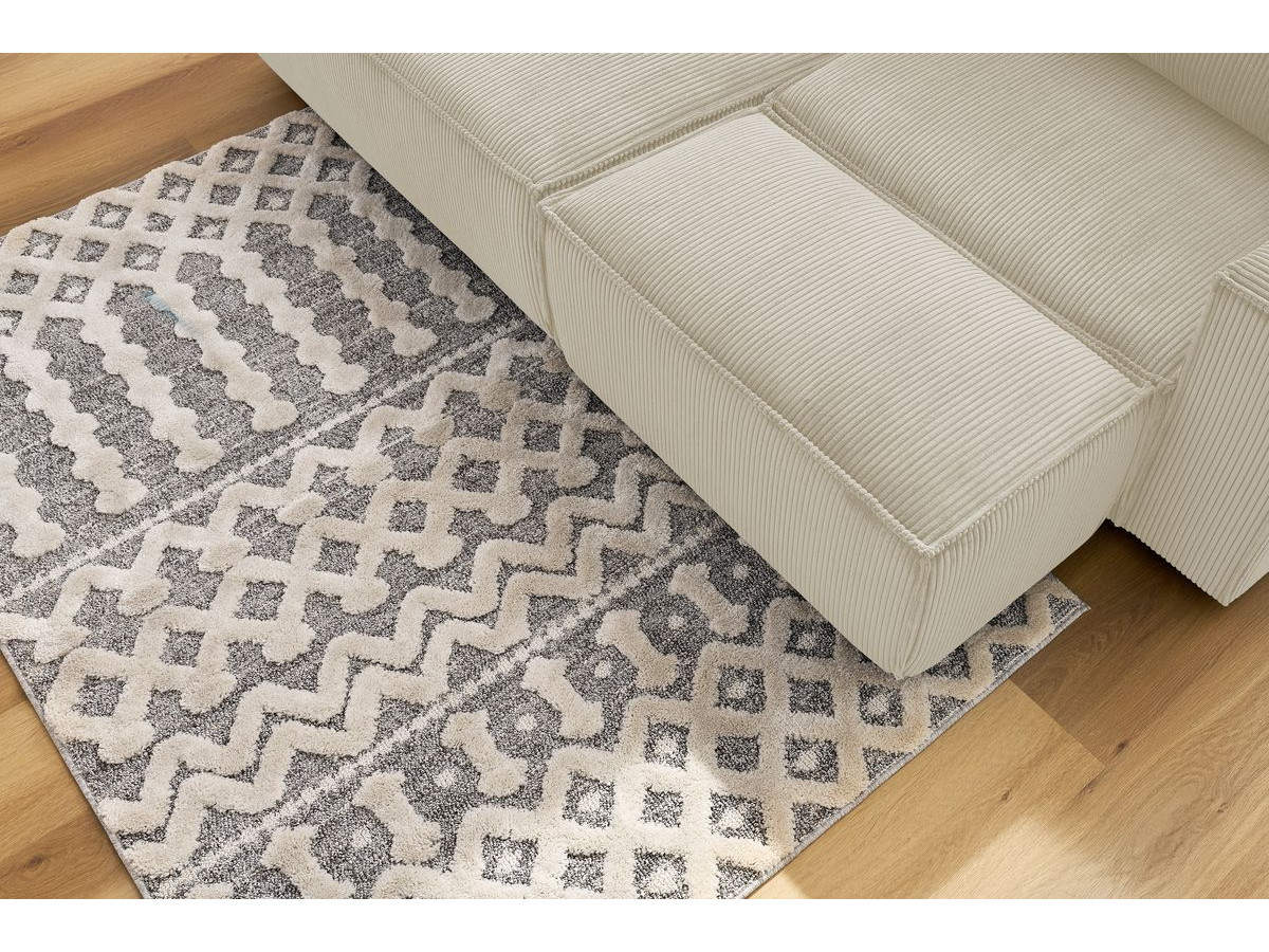Bobochic Nihad Ecksofa mit Pouf Cordsamt Beige Ecke links
