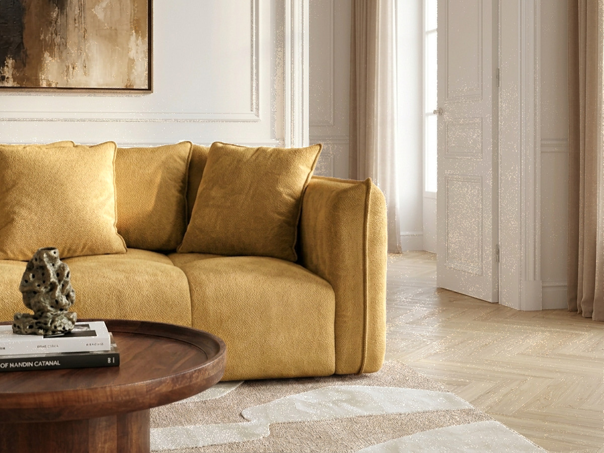 Bobochic Harlem Sofa 3-Sitzer Stoff Gelb