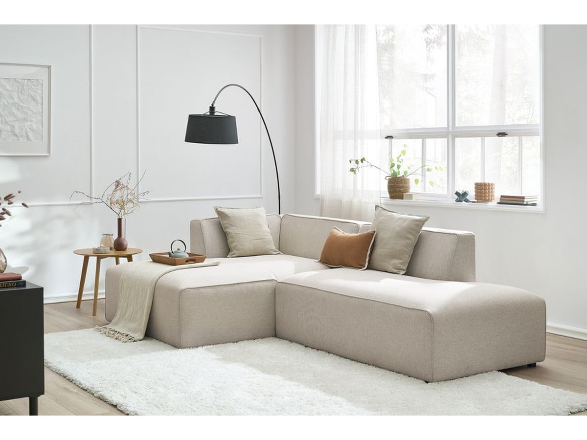 Bobochic Megeve Ecksofa Melange-Stoff Beige Ecke links