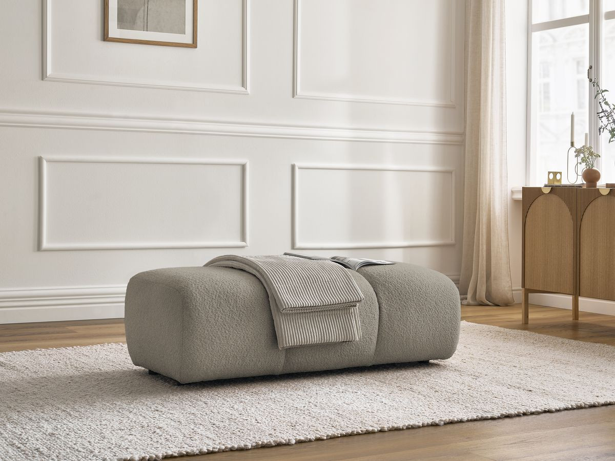 Bobochic Pamira Pouf Bouclé-Stoff Taupe