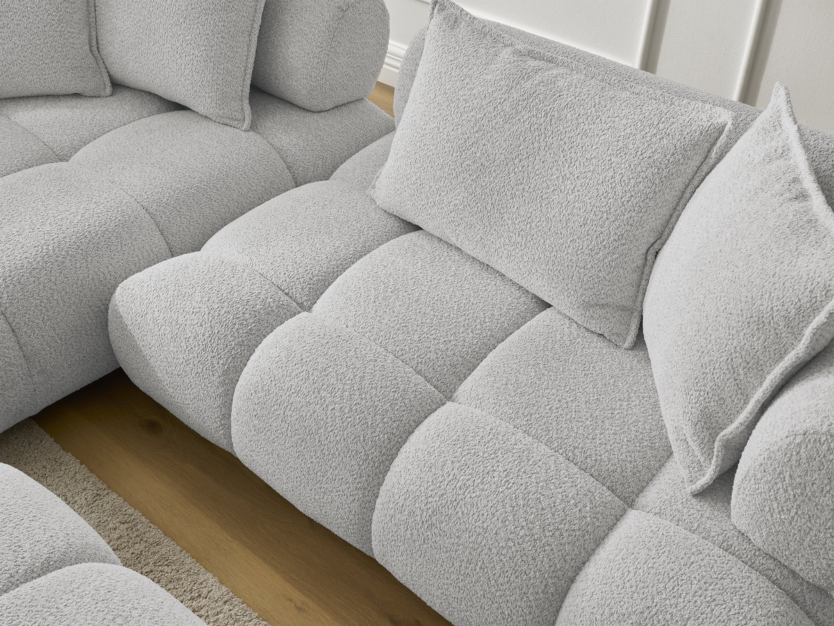 Bobochic Alya Ecksofa mit Pouf Bouclé-Stoff Hellgrau Ecke links