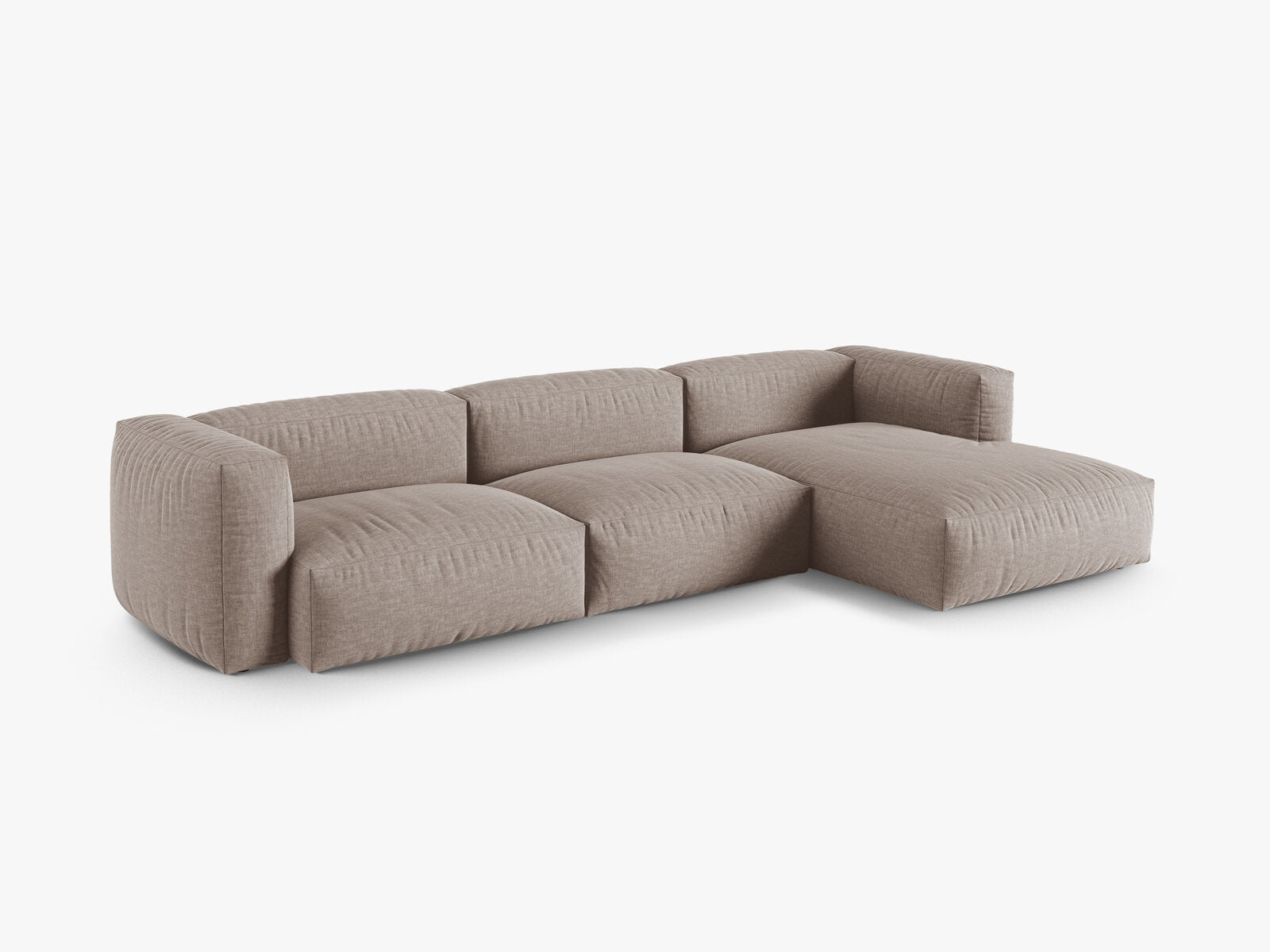 Micadoni Ecksofa Martina 3-Sitzer 90cm Sitztiefe Rechts Strukturierter Stoff Boston Dunkelbeige