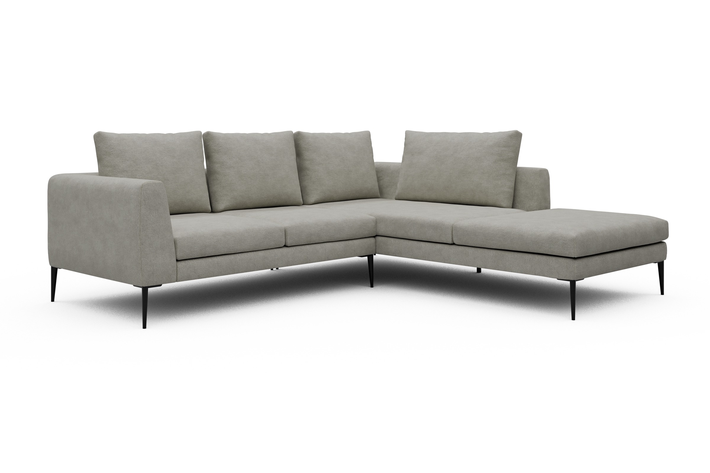 Ecksofa Paul Relax-Ecke rechts mit 2-Sitzer Carreno-Moon-Stone-White