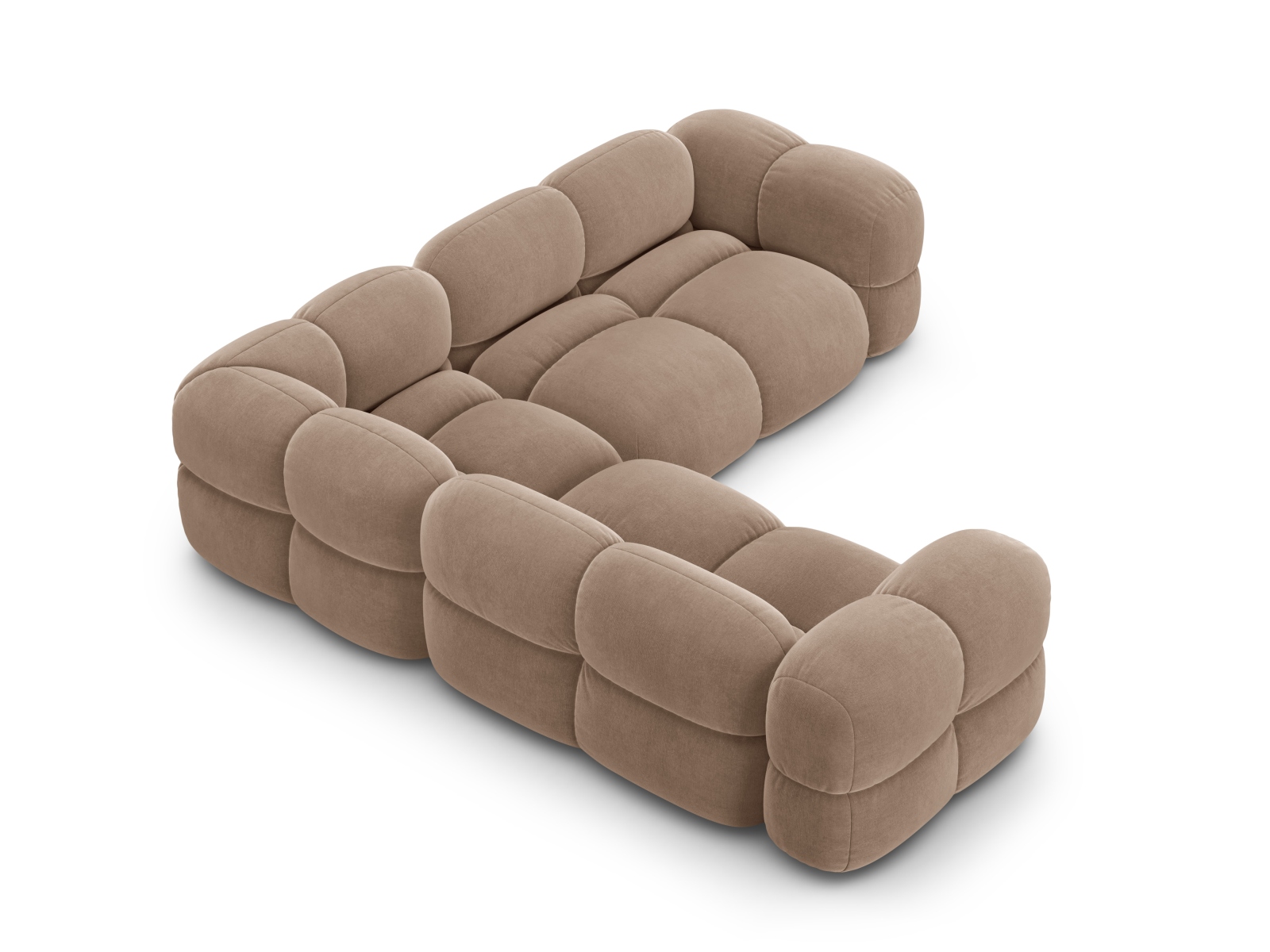 Cosmopolitan Design Symmetrisches Ecksofa Loretto 4-Sitzer Samt Vogue Dunkelbeige